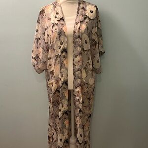 OS grey floral kimono